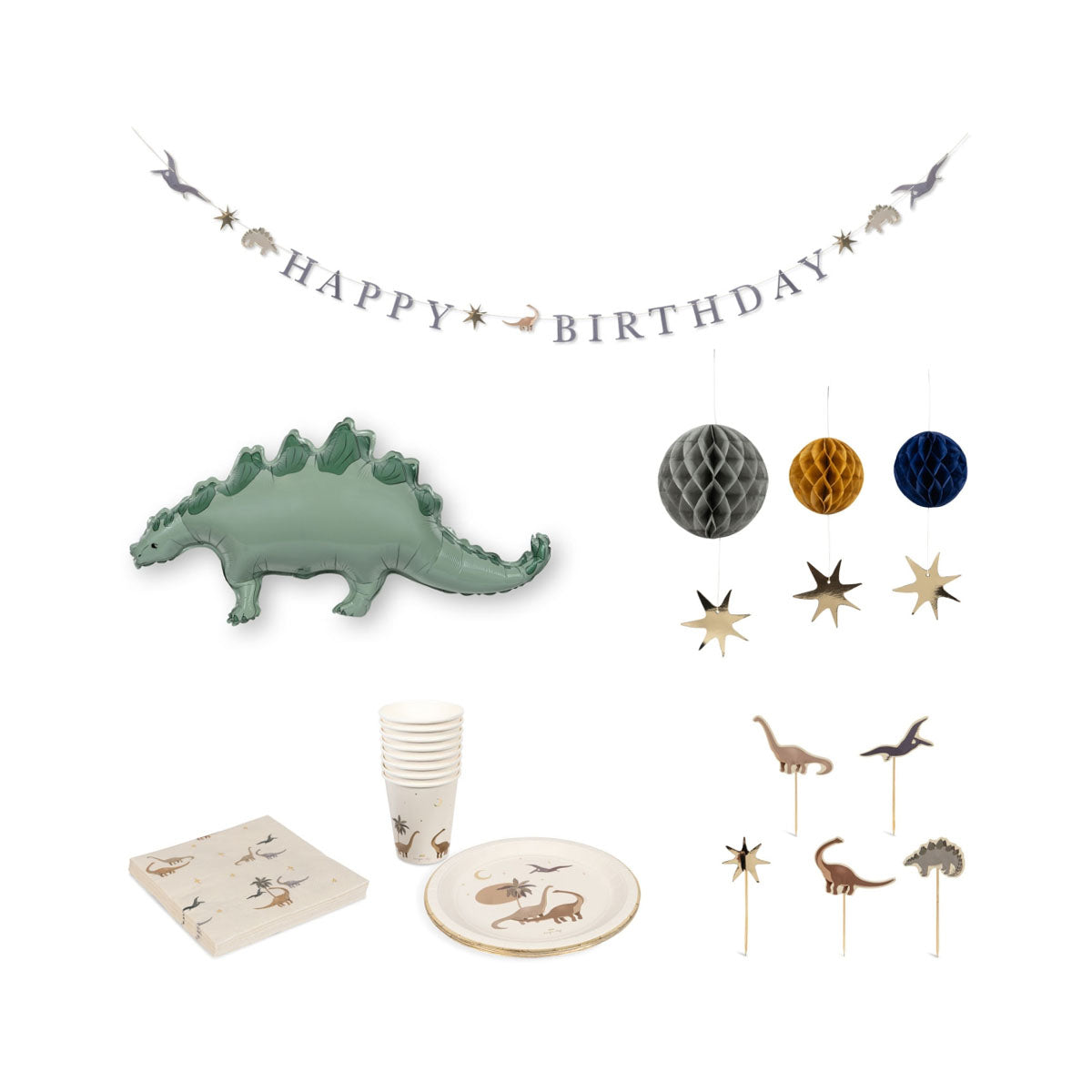 Hieperdepiep! Vier de verjaardag van jouw kleintje en maak het feest compleet met de Konges Slojd dino party set. In deze set is aan alles gedacht en zo kun je met een gerust hart alle vriendjes en vriendinnetjes uitnodigen om jouw kindje in het zonnetje te zetten. VanZus