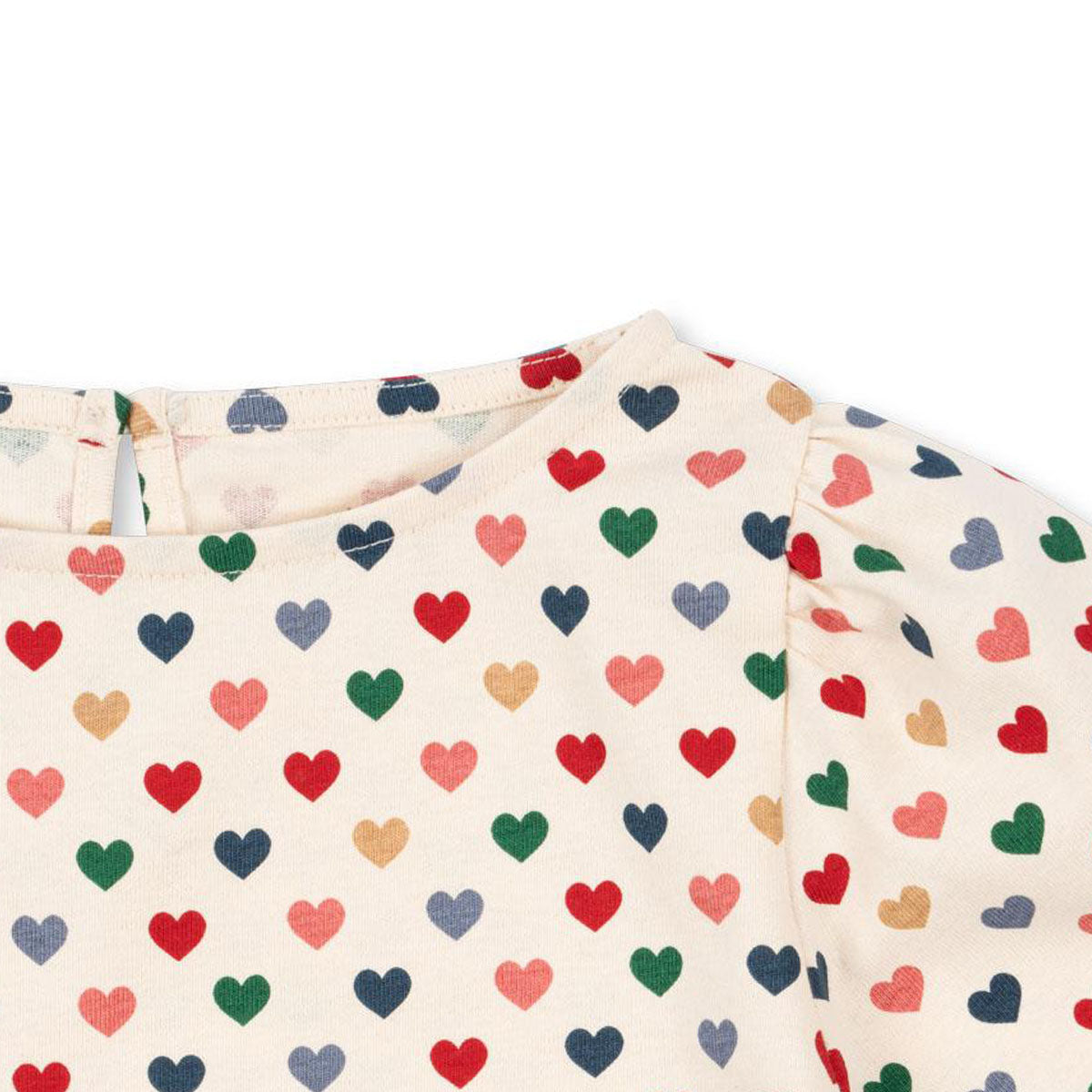 Voor een relaxed dagje thuis, of gecombineerd met stoere items voor een relaxte, alledaagse look. Dit drey slit t-shirt in de variant coeur coloré van het merk Konges Slojd komt geheid van pas! Deze heerlijke trui zit super comfortabel en ziet er ook nog eens heel leuk uit! VanZus