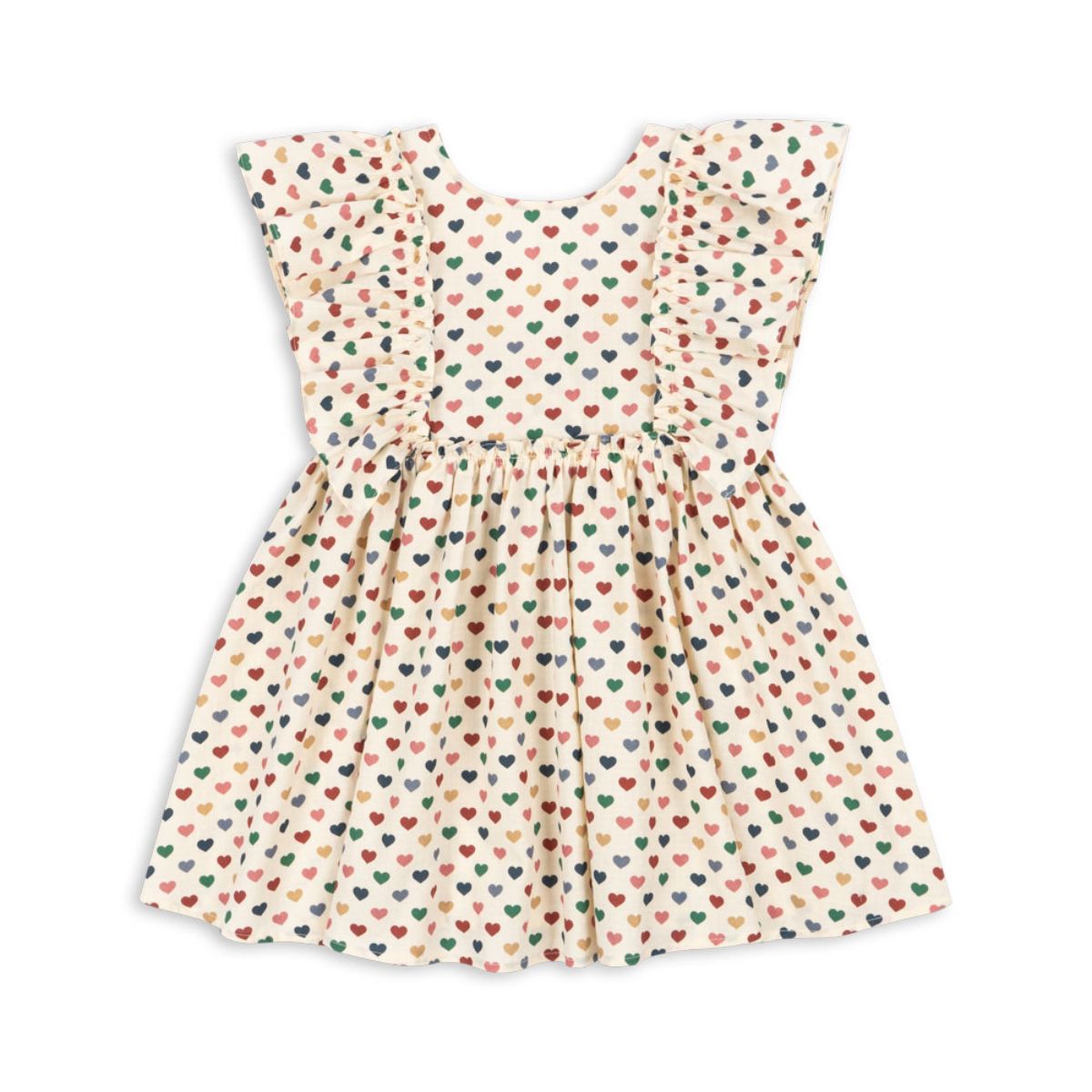 Hoe schattig is deze evia bow jurk in de variant coeur coloré van het merk Konges Slojd? Dit mooie jurkje met een beige kleur en een schattige print van gekleurde hartjes is het ideale jurk voor zowel feestelijke gelegenheden als alledaagse outfits. VanZus
