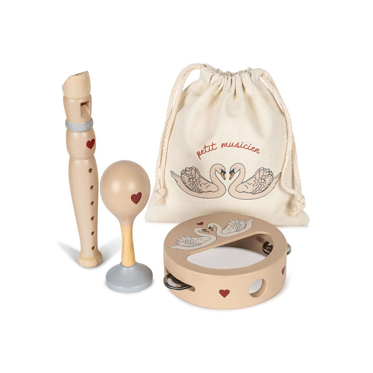 Is jouw kleintje een toekomstige artiest? Deze Konges Slojd muziekset in de variant swan klinkt voor elk kind als muziek in de oren! Deze houten set met muziekinstrumenten laat je kleintje van jongs af aan kennismaken met muziek. VanZus