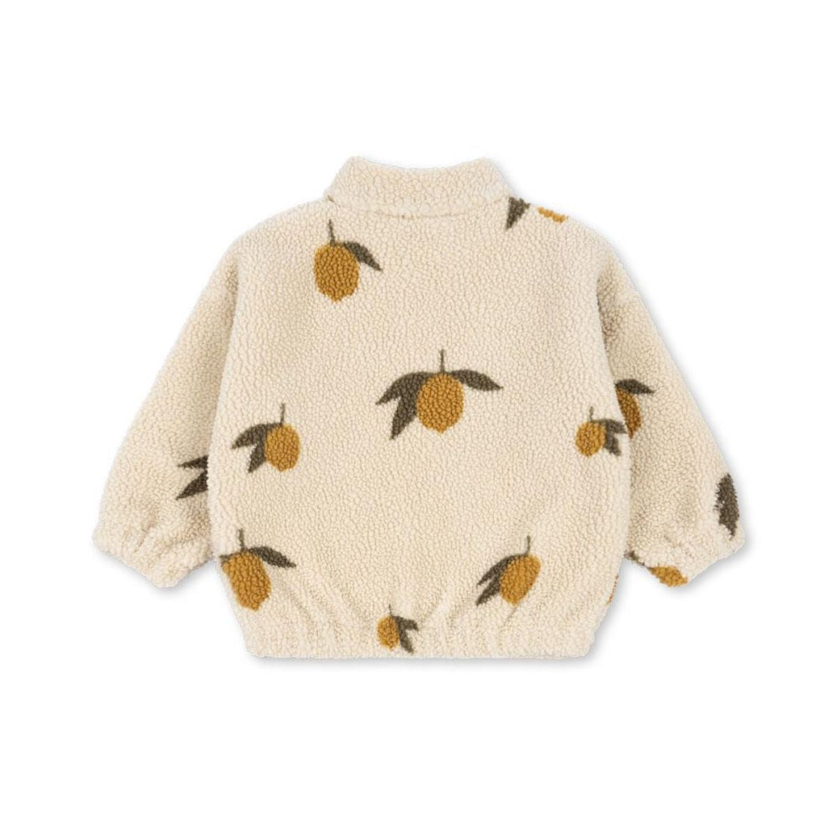 Het Konges Slojd jody teddy jasje mon grand citron sage is een heerlijk warm teddyjack met fleece binnenkant en schattige citroenenprint. Perfect voor frisse dagen. In verschillende maten en varianten te koop. VanZus