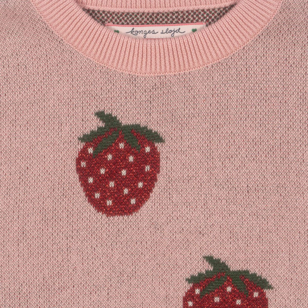 De Konges Slojd lapis lurex knit jurk strawberry is een schattige, duurzame jurk van 100% biologisch katoen. Perfect voor elke gelegenheid, in mooie rode kleur. Ook in blouse of jurk verkrijgbaar. VanZus