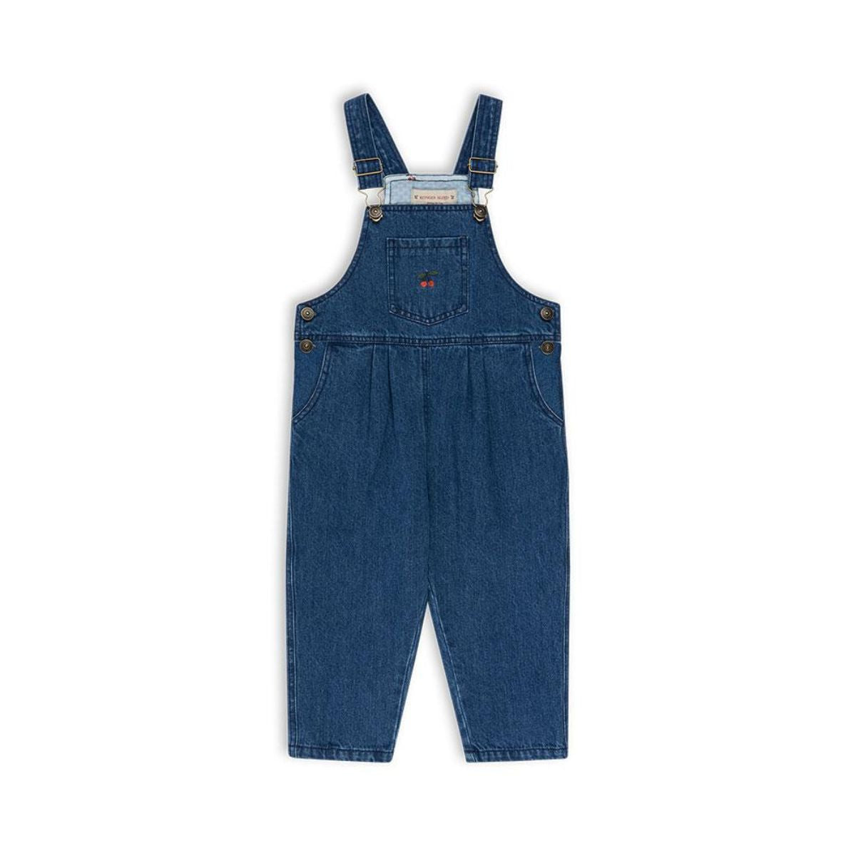 De magot tuinbroek in denim blue cherry van Konges Slojd is een trendy en comfortabele outfit voor je kleintje. Gemaakt van biologisch katoen met geborduurde kersen en verstelbare schouderbandjes. VanZus