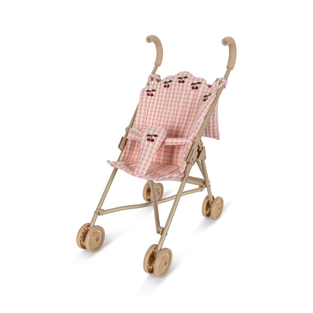 Veel schattiger dan de poppenbuggy met print powder pink check van Konges Slojd wordt het toch niet? De droom voor alle poppenmoeders en poppenvaders! VanZus