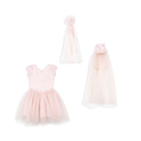 Is jouw kleine meid een echte prinses? Dan is dit princess crown kostuum in de kleur cloud pink een echte must have! Dit schattige kostuum set bestaat uit een kroontje met sluier, een tutu jurkje en een toverstaf. VanZus