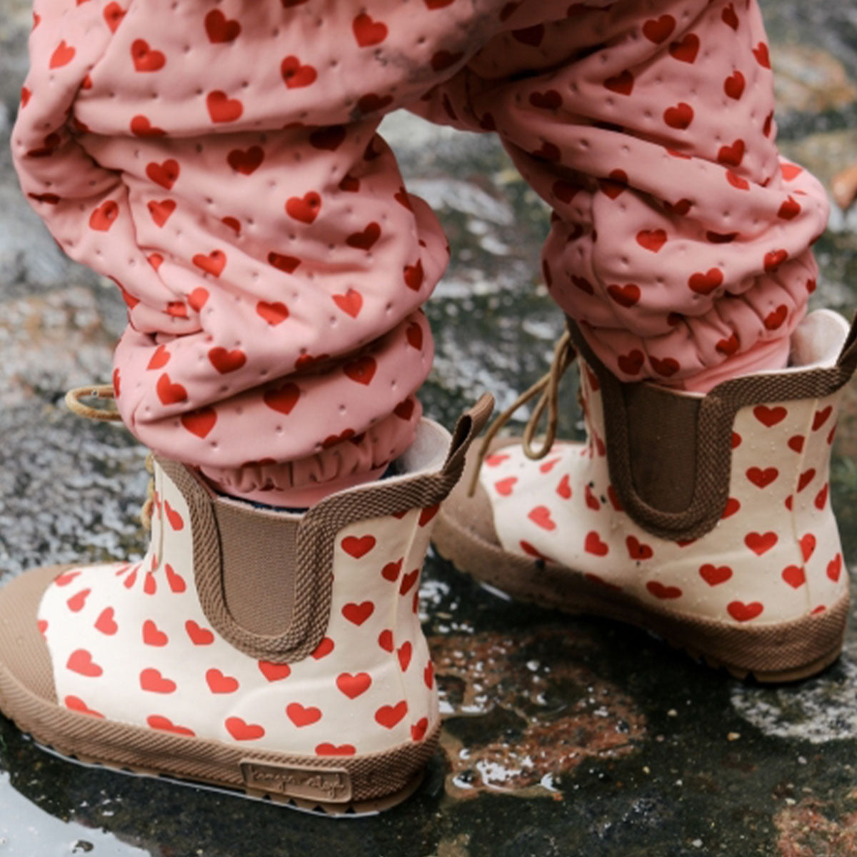 Konges Slojd thermal boots coeur rouge