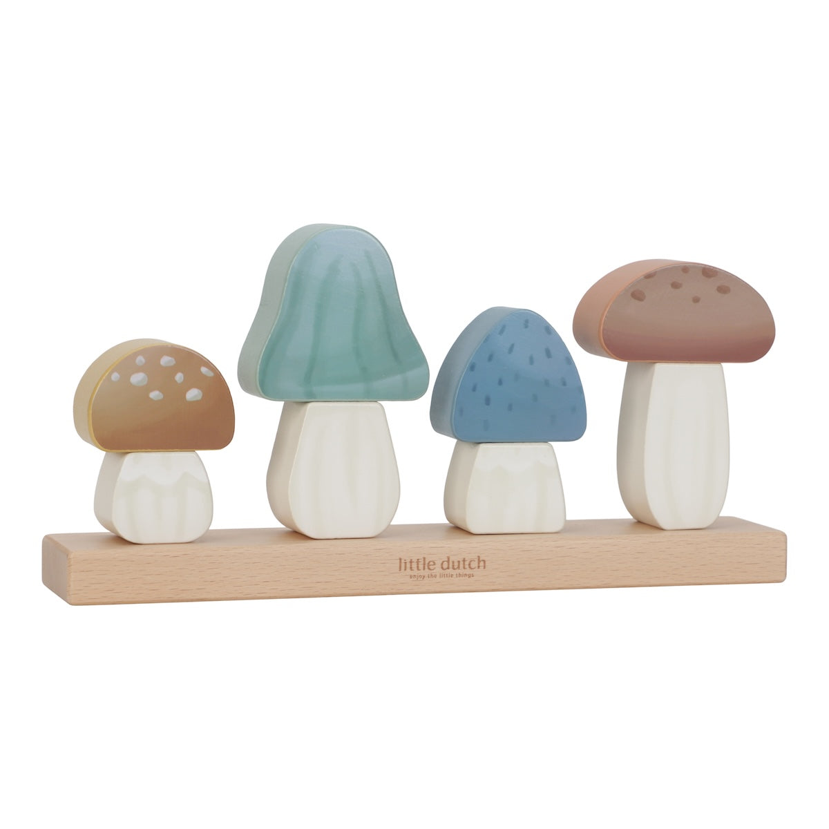 Laten we samen een bos van paddenstoelen creëren met de stapelaar paddenstoelen forest friends van Little Dutch! Combineer en mix de blokken om een rij van vier paddenstoelen uit de Forest Friends-collectie te maken. VanZus