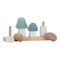 Laten we samen een bos van paddenstoelen creëren met de stapelaar paddenstoelen forest friends van Little Dutch! Combineer en mix de blokken om een rij van vier paddenstoelen uit de Forest Friends-collectie te maken. VanZus