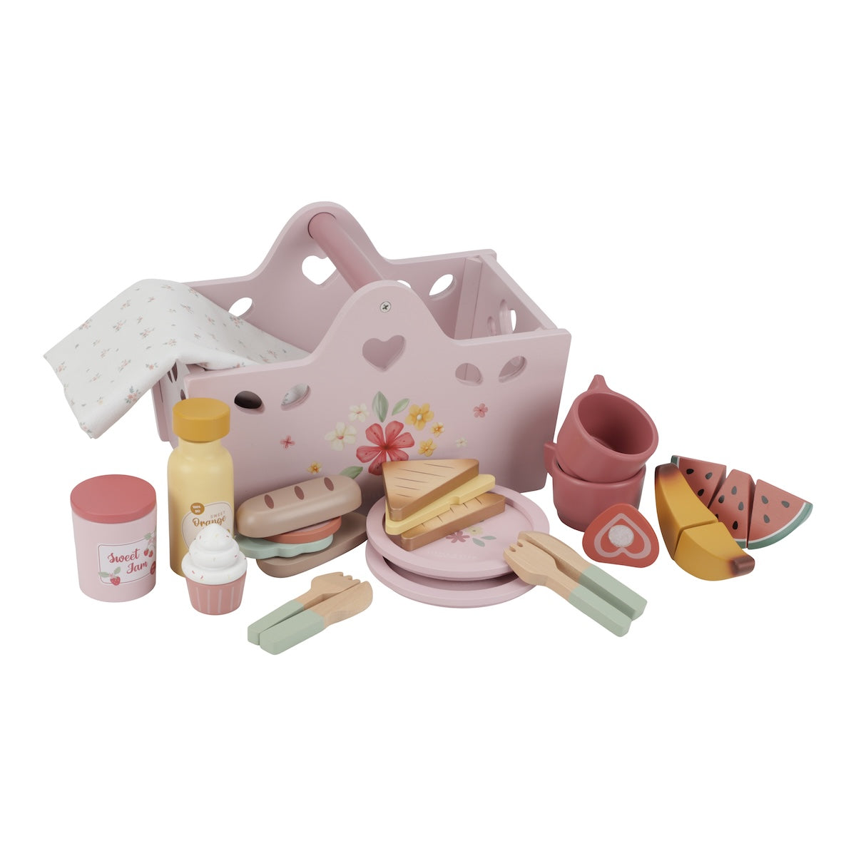 Een picknick met het gezin of vriendjes? Dan neem je de houten picknick set van Little Dutch mee. Een handige picknickmand met borden, bestek, bekers en heerlijk eten en drinken. Superleuk kinderspeelgoed. VanZus