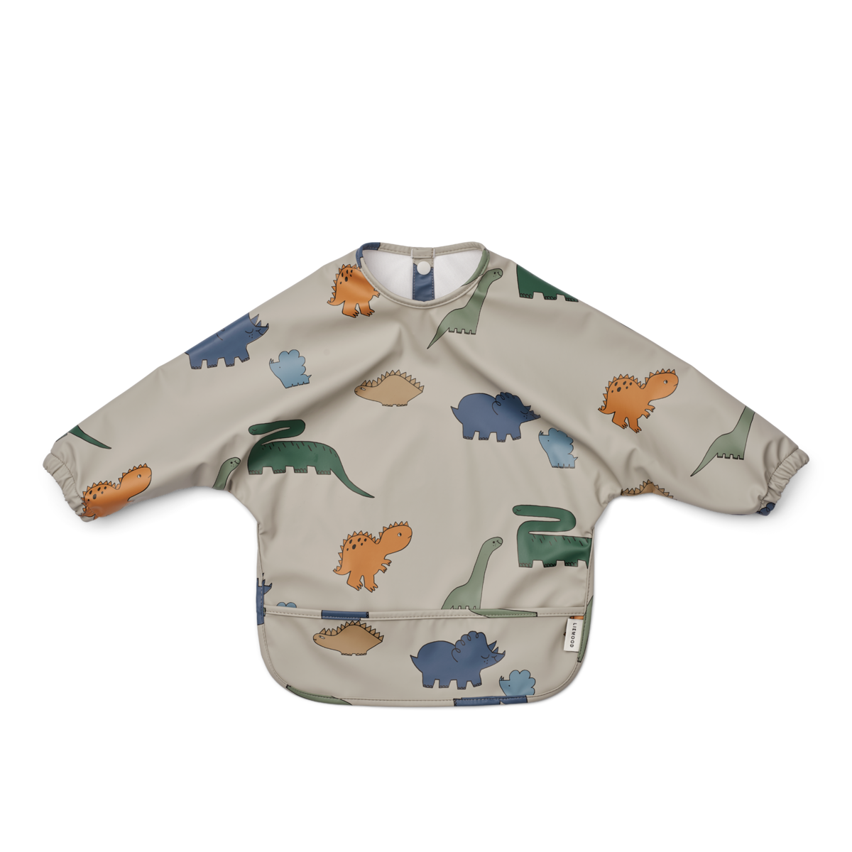 Eten en knoeien doet je kleintje in stijl met de slab merle van Liewood uit de collectie dinosaurs/mist. Het slabbetje met lange mouwen is perfect voor kinderen die leren te eten. Het gerecycelde materiaal zorgt ervoor dat je het slabbetje gelijk kan afspoelen en schoonvegen na het eten. VanZus