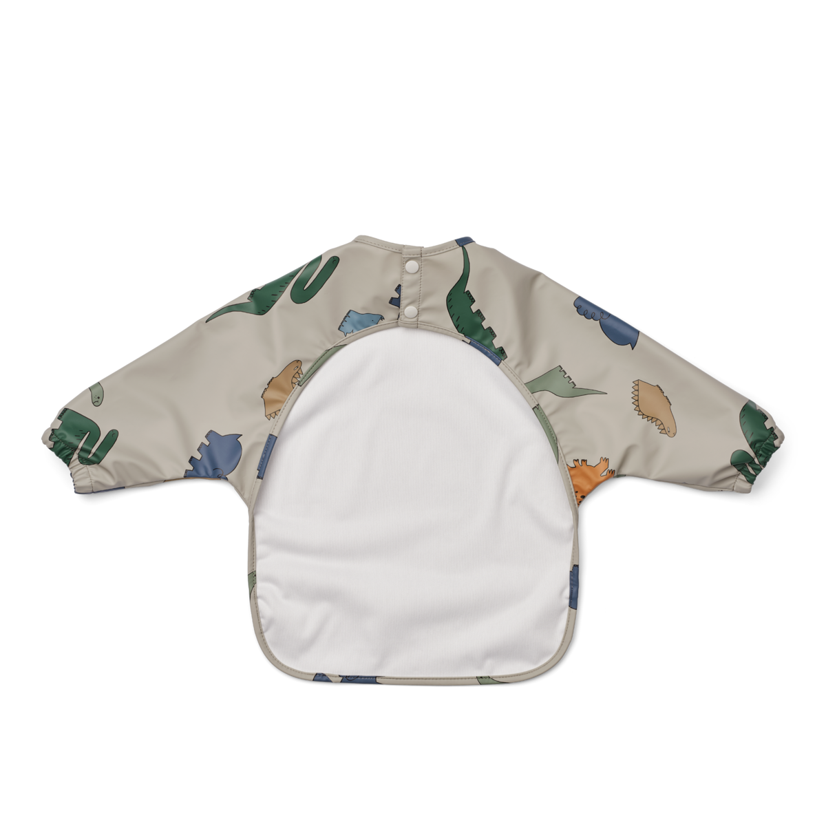 Eten en knoeien doet je kleintje in stijl met de slab merle van Liewood uit de collectie dinosaurs/mist. Het slabbetje met lange mouwen is perfect voor kinderen die leren te eten. Het gerecycelde materiaal zorgt ervoor dat je het slabbetje gelijk kan afspoelen en schoonvegen na het eten. VanZus