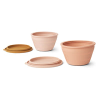 Maaltijden bewaren doe je in deze fantastische Liewood dale opbouwbare kom set in de kleuren tuscany rose en pale tuscany! Deze siliconen set is gemaakt van 100% siliconen, dus de kommen zijn flexibel én kunnen niet kapot vallen. VanZus