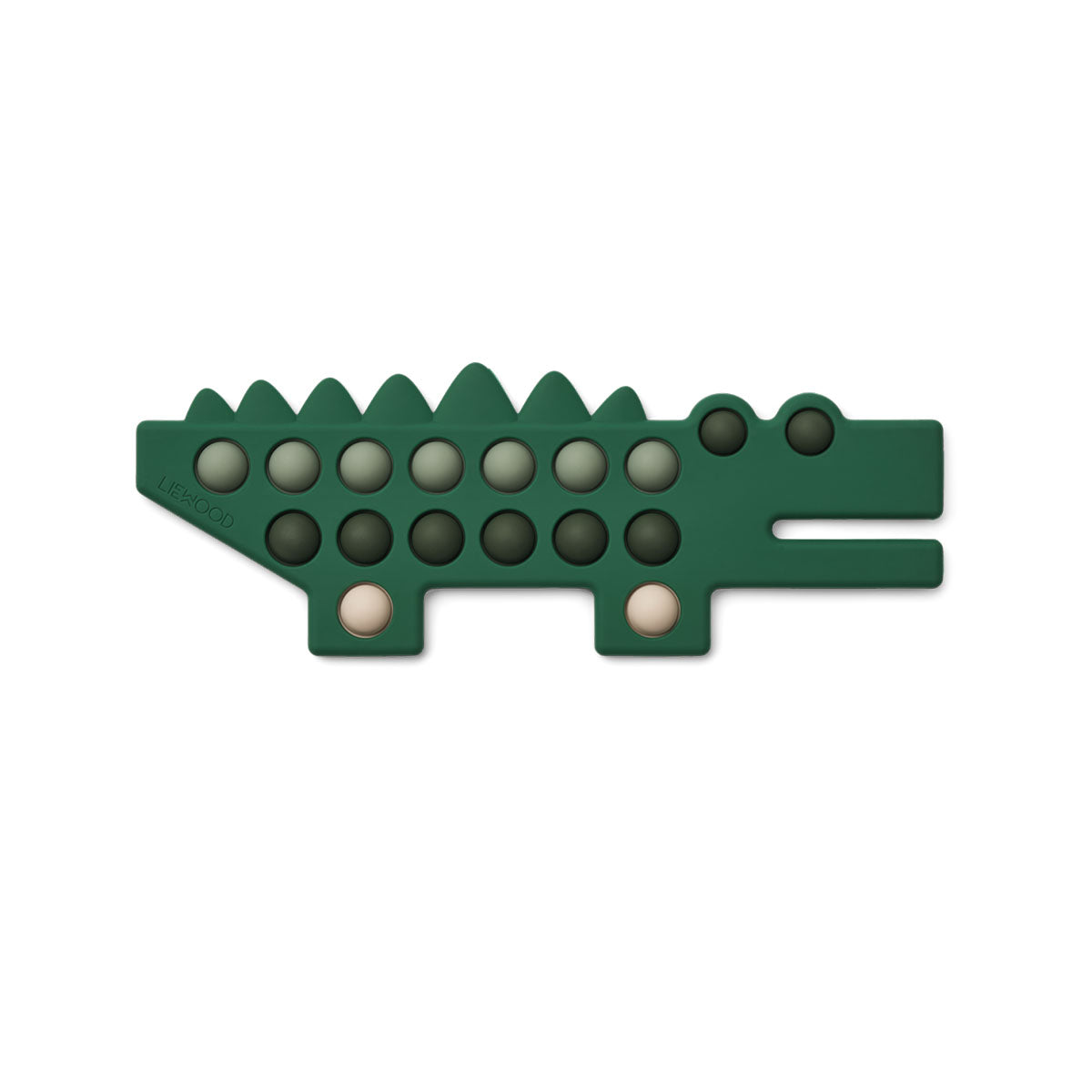 Je kindje blijft uren zoet met dit leuke Cal crocodile fidgetspeeltje in de kleur faune green multi mix van het merk Liewood. Dit siliconen speelgoed is ideaal voor sensor play en zorgt voor kalmte, rust en focus. VanZus