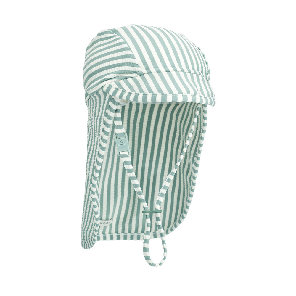 Deze Liewood cecilia seersucker zonnehoed in de variant stripe peppermint/crisp white van het merk Liewood is het perfecte accessoire voor zonnige dagen. VanZus