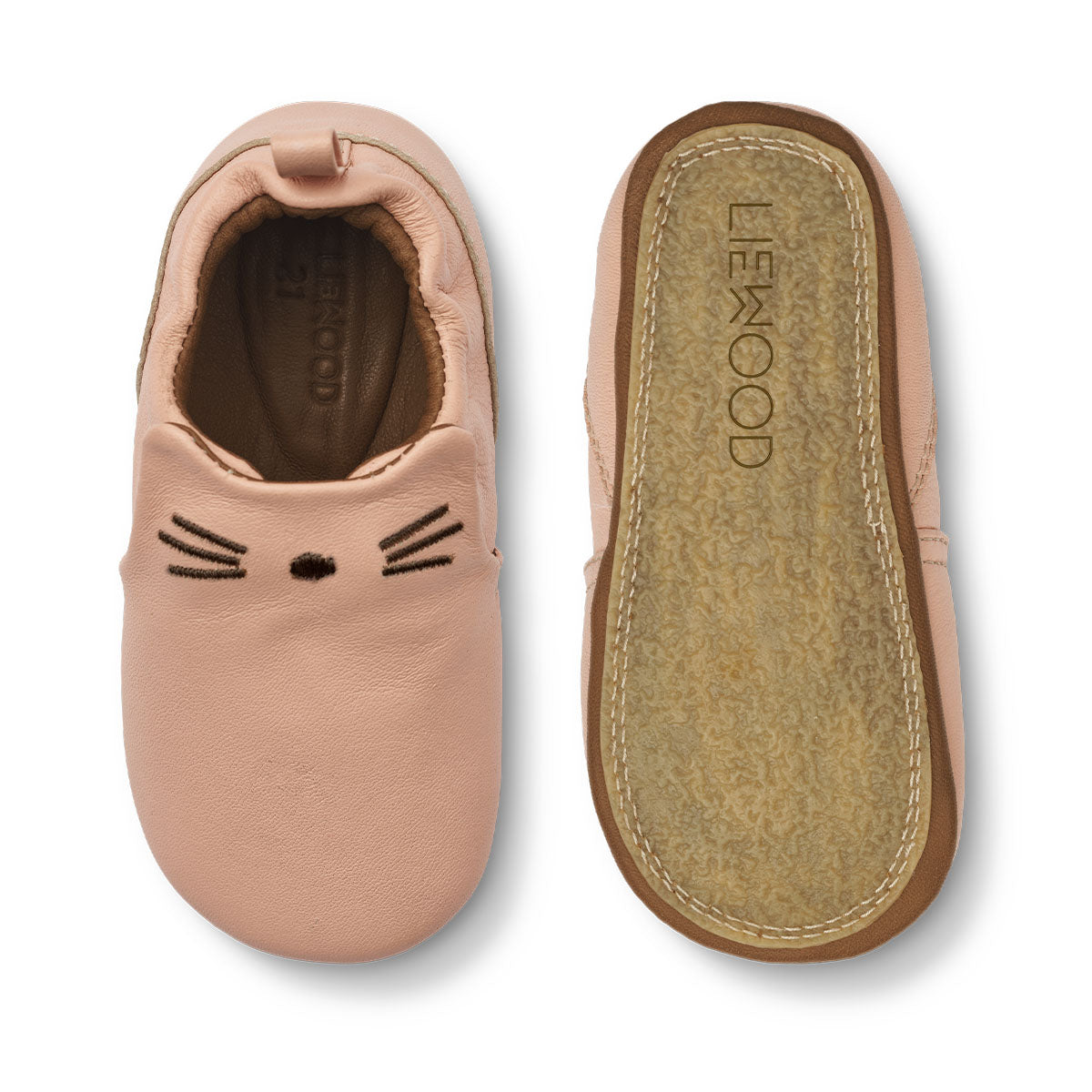 Liewood eliot chaussons en cuir chat pâle tuscany