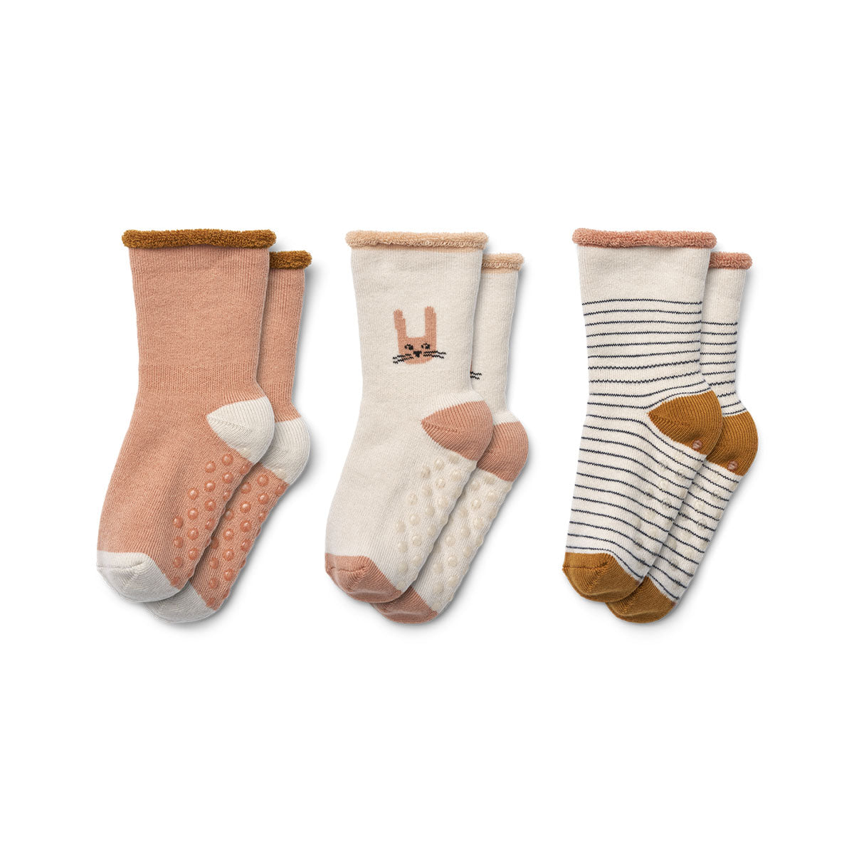 Houd de voetjes van je kleintje lekker warm met deze eloy baby sokken 3-pack bunny/sandy mix. Deze handige set van drie paar sokken maken elke outfit helemaal af, zitten super comfortabel en zien er ook nog eens heel schattig uit! VanZus