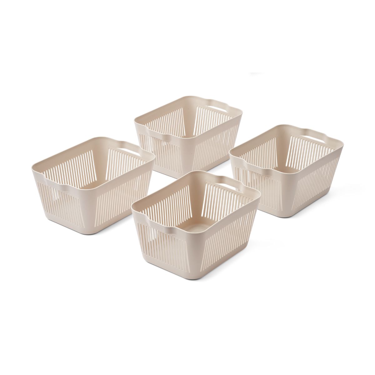 Spullen opbergen, zoals het speelgoed van je kleintje, wordt een piece of cake met deze makeeva 4-pack opbergmand S in de kleur sandy van het merk Liewood. Deze mooie plastic manden hebben een neutrale beige kleur en een simpel, modern design, waardoor ze goed passen in verschillende interieurstijlen. VanZus