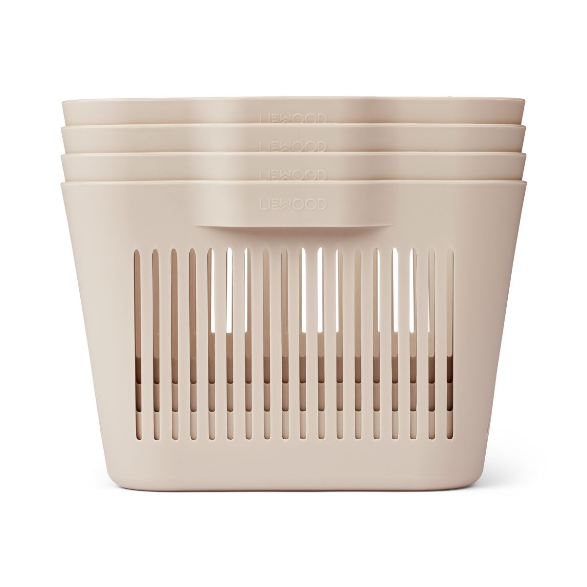 Spullen opbergen, zoals het speelgoed van je kleintje, wordt een piece of cake met deze makeeva 4-pack opbergmand S in de kleur sandy van het merk Liewood. Deze mooie plastic manden hebben een neutrale beige kleur en een simpel, modern design, waardoor ze goed passen in verschillende interieurstijlen. VanZus