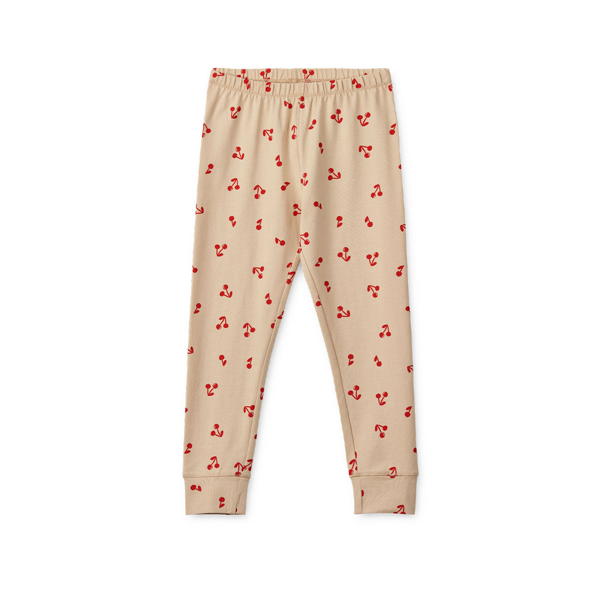 Kijk hoe leuk deze Liewood Wilhelm pyjama cherries/apple blossom is!  Deze leuke kinderpyjama is beige en heeft een print met schattige rode kersen. De stof van de pyjama is gemaakt van 95% biologisch katoen. Dat maakt het extra zacht voor de huid. VanZus