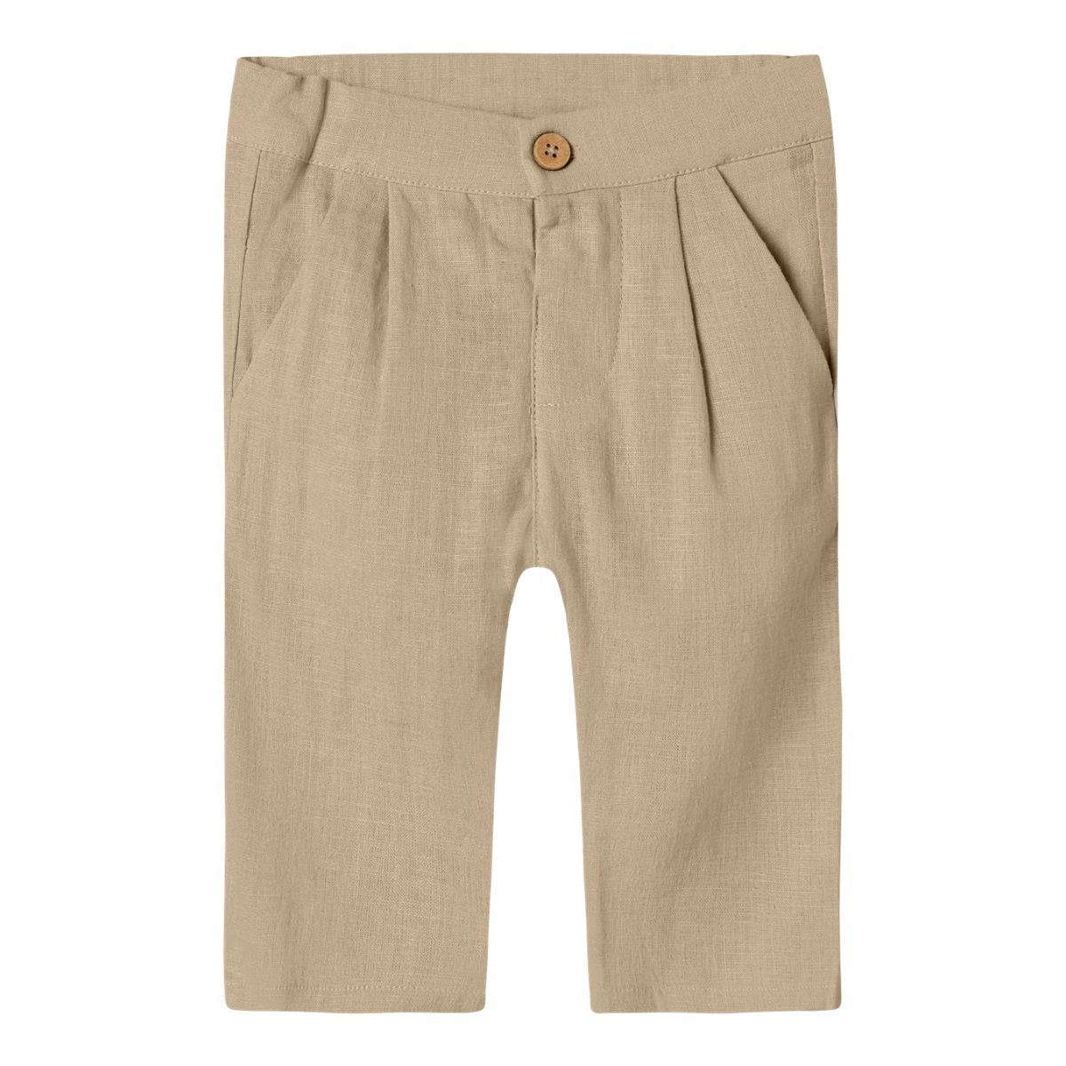 Stijlvolle en comfortabele baby felix broek in Irish cream van het merk Lil' Atelier. Van zachte, geweven stof met een trendy look en verstelbare taille. Perfect voor de lente/zomer! VanZus