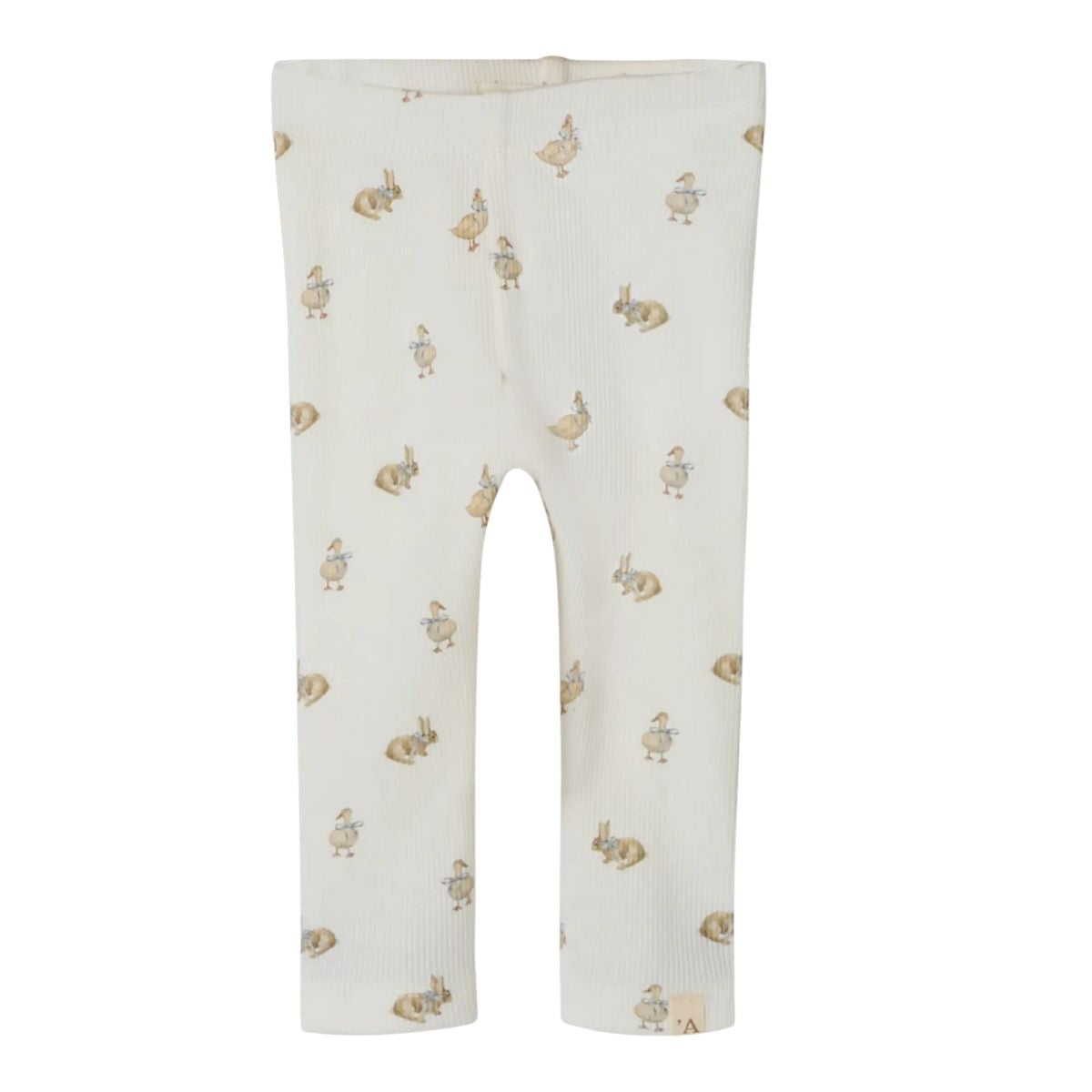 De baby lavo slim legging in coconut milk van het merk Lil' Atelier is comfortabel, slim fit, met elastische taille en vrolijke print. Combineer met bijpassende romperjurk. VanZus