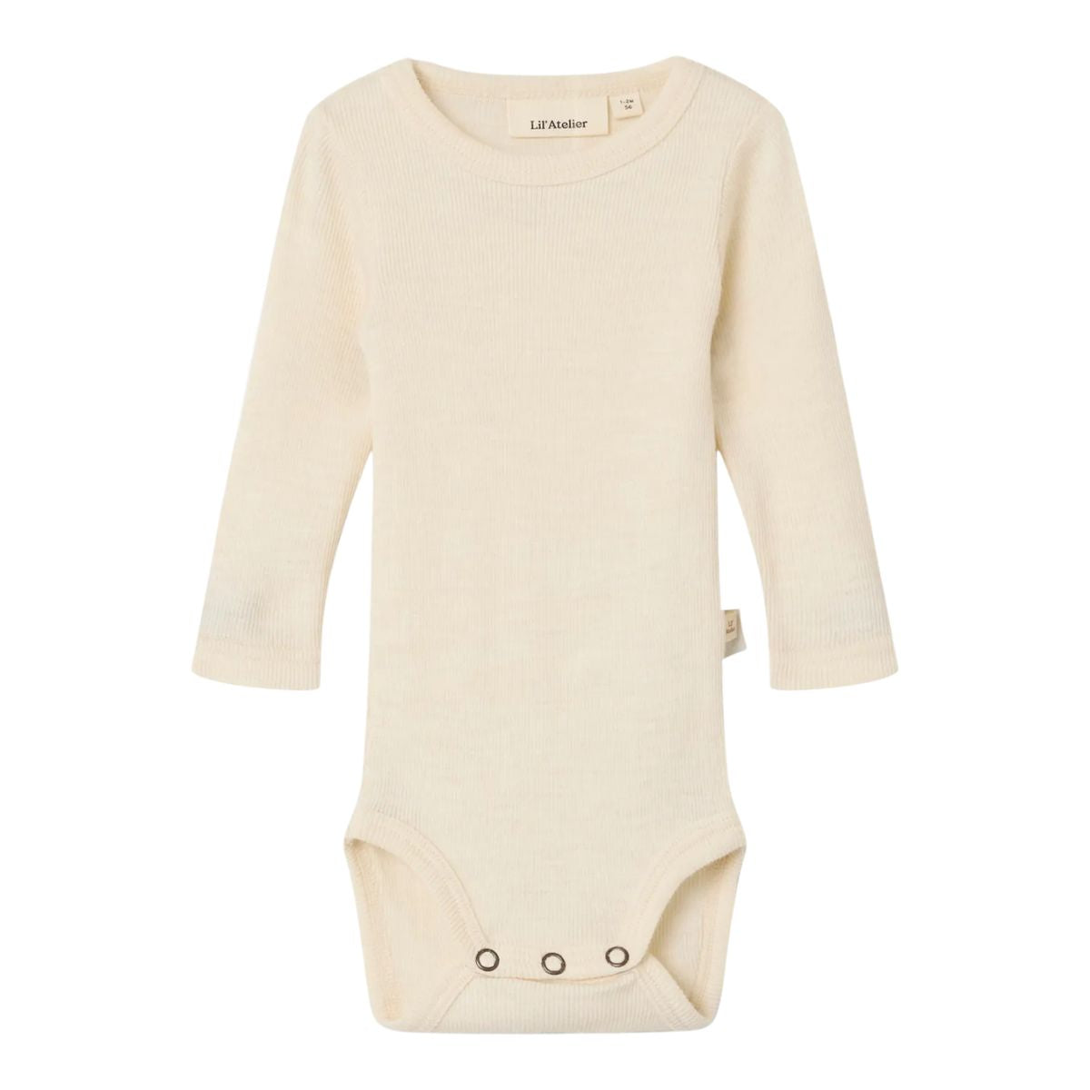 Basic must-have: het Lil' Atelier baby nalu rib slim rompertje in turtledove melange. Gemaakt van merinowol en TENCEL™ Modal. Ideaal voor herfst/winter. Houd je baby lekker warm. VanZus