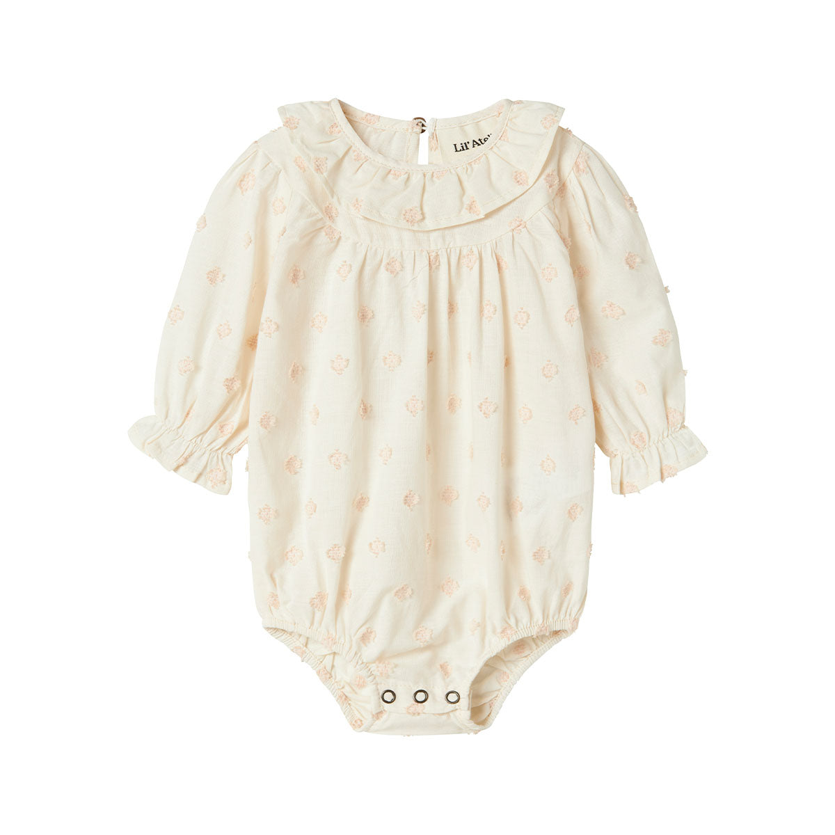 Ontdek het schattige baby nethe rompertje in de kleur pastel parchment van het merk Lil' Atelier. Dit leuke rompertje is een perfecte mix van stijl en comfort. VanZus