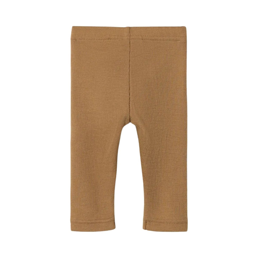 Voor jongens en meisjes: baby noel wol slim legging in tigers eye van het merk Lil' Atelier. 100% merinowol, slim fit, met elastische taille. Perfect voor elk seizoen. VanZus