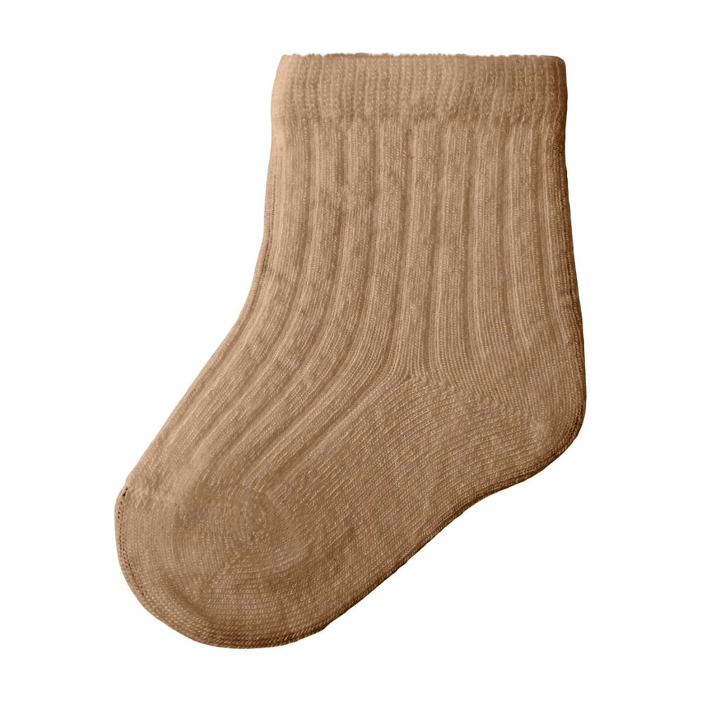 De baby rakel sokken tigers eye melange van Lil' Atelier  zijn gemaakt van zachte wolmix met  thermoregulerende eigenschappen voor comfort, ongeacht het seizoen. Perfect voor pasgeborenen. VanZus