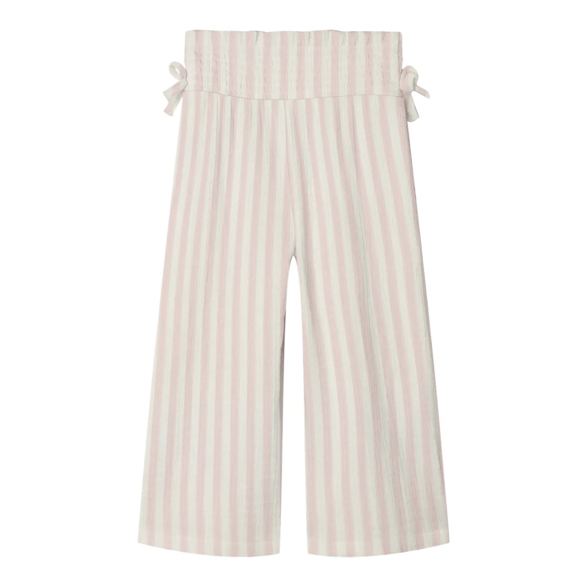 De femke culotte broek in coconut milk morganite van Lil' Atelier is stijlvol en hip. Met strepen, gemaakt van biologisch katoen. Comfortabel, met elastische taille en strikdetail. Voor een bijzondere look. VanZus