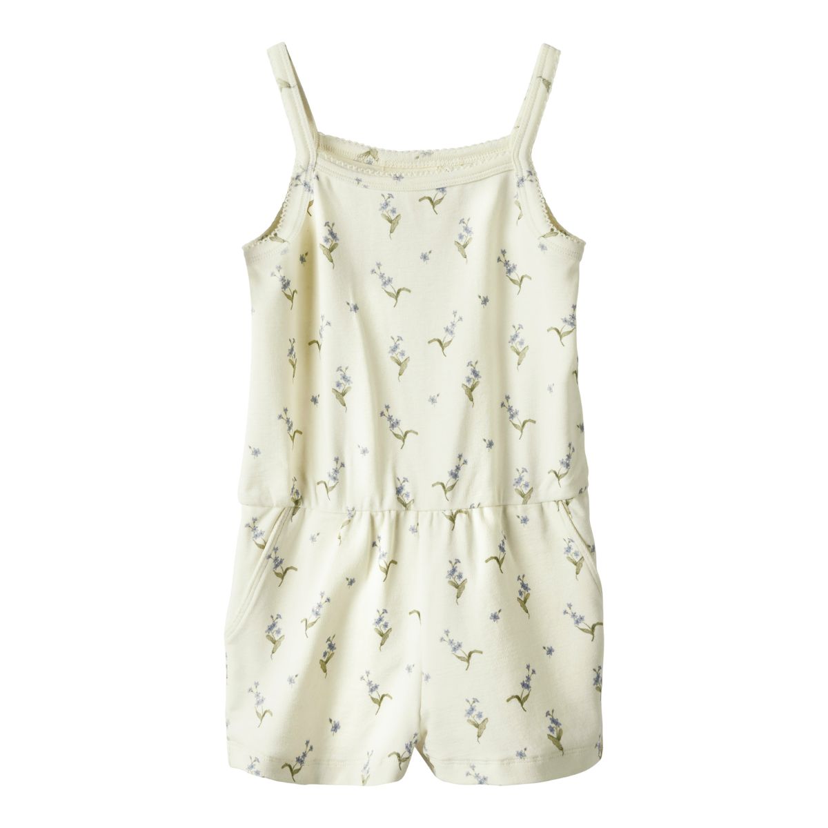 Deze schattige Lil´ Atelier gayo strap onesie in de print coconut milk forget me not is een must-have voor zonnige dagen. VanZus