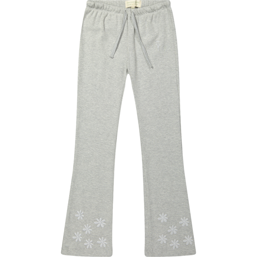 Two You Label lilly straight legging embroidery flower grey