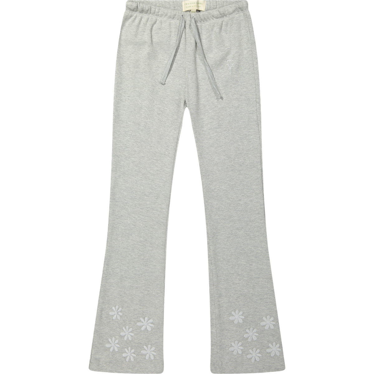 Two You Label lilly straight legging embroidery flower grey