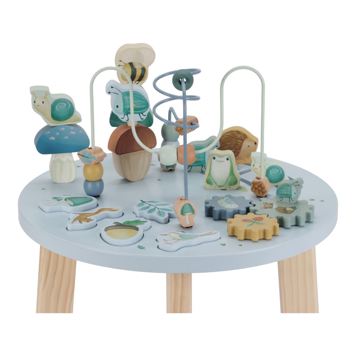 Ontdekken maar met de activiteitentafel uit de collectie forest friends van het merk Little Dutch! Een tafel  vol met leuke spelletjes voor kleine ontdekkers vanaf 12 maanden. Ontwikkelen, spelen en plezier maken. VanZus