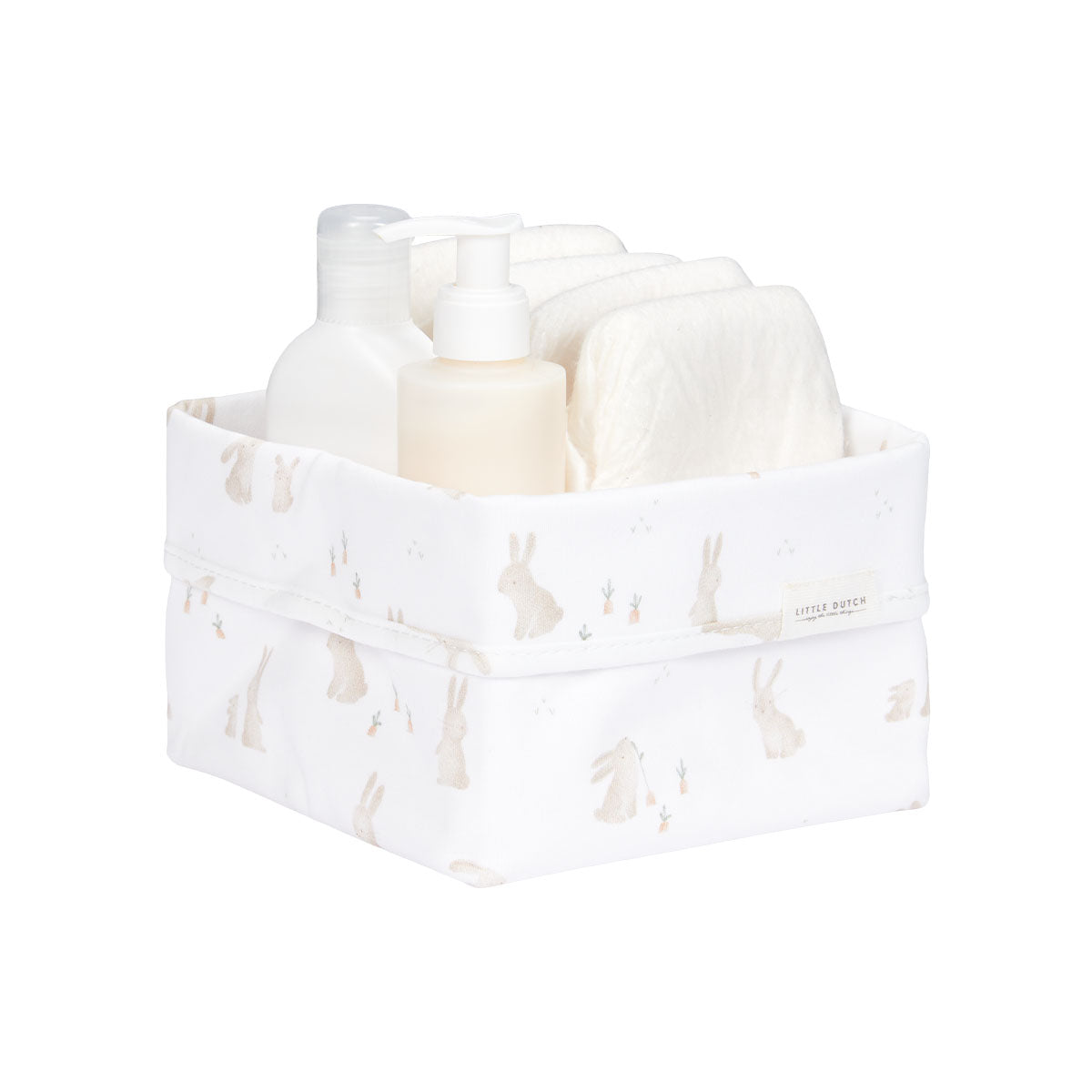 Geen rondslingerende luiers, tubes en flesjes meer. Met dit grote commodemandje uit de collectie baby bunny van Little Dutch blijft de commode mooi opgeruimd en georganiseerd! De commodemand van Little Dutch is prachtig afgewerkt en heeft een schattige konijnenprint. VanZus