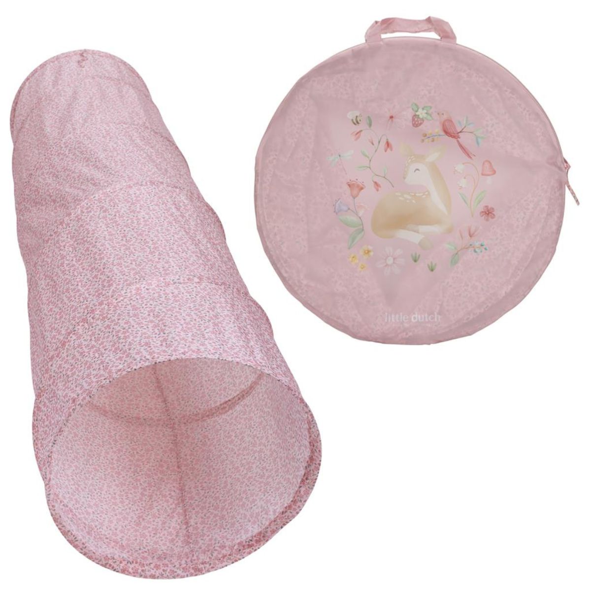 De Little Dutch Fairy Garden kruiptunnel biedt uren speelplezier voor kinderen vanaf 12 maanden. In de kleur roze. Eenvoudig mee te nemen met draagtas. VanZus
