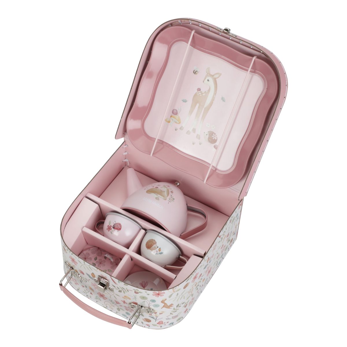 Zullen we samen theedrinken? Met dit fairy garden theeservies in koffer van Little Dutch kan je kleintje de leukste theefeestjes organiseren. Geweldig om de verbeelding van je kind te stimuleren en zich in te leven in rollenspel! VanZus