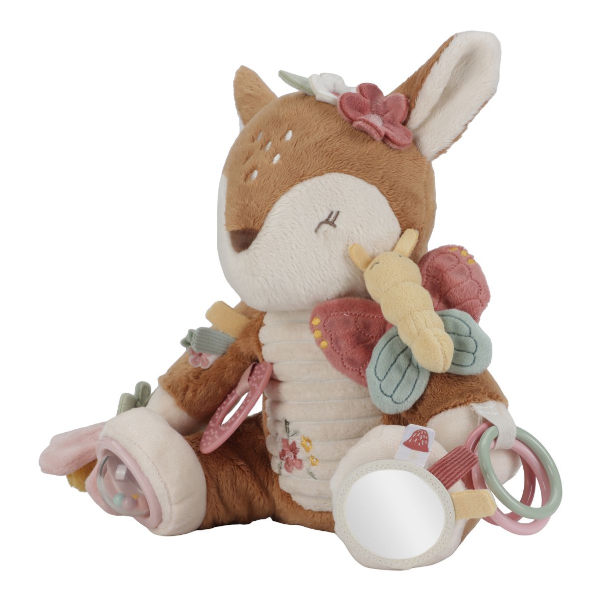 De activiteitenknuffel hert uit de fairy garden-collectie van Little Dutch is een zachte speelkameraad met knispertjes, rammelaar en labeltjes. Perfect voor zintuiglijke stimulatie en motorische ontwikkeling. VanZus