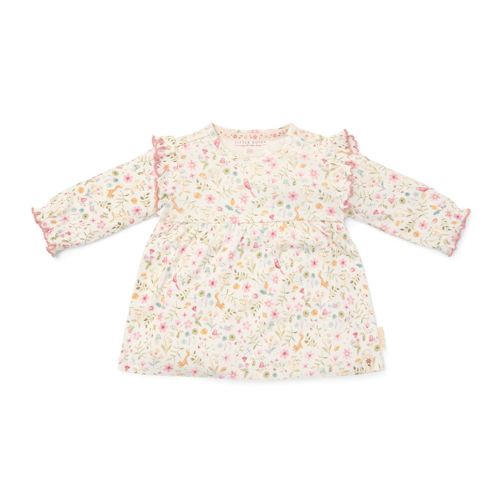 De Little Dutch fairy garden jurk met lange mouw is een prachtige jurk voor je kleintje. De jurk is gemaakt van een zachte stof en heeft een mooie, witte kleur, wat zorgt voor frisse en leuke uitstraling. VanZus