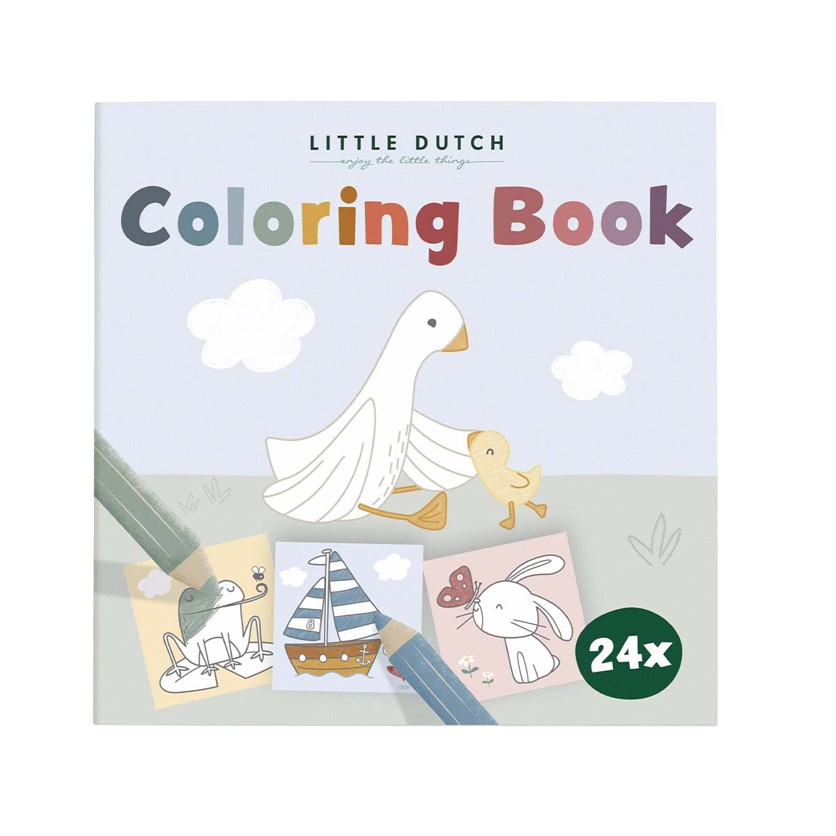 Het is tijd om lekker creatief aan de slag te gaan! Dit kleurboek van Little Dutch van 20 x 20 cm is perfect voor alle kleine kunstenaars. Het kleurboekje is gemaakt van stevig papier en bestaat uit 24 leuke tekeningen die simpel en toch interessant zijn. 