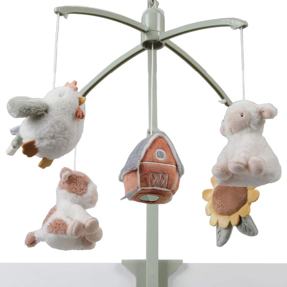 Help je lieveling in slaap te vallen met deze mooie Little Dutch muziekmobiel litte farm. De muziekmobiel werkt rustgevend voor je kleintje dankzij het kalmerende slaapliedje dat uit de mobiel klinkt. Aan de mobiel hangen vijf speeltjes uit de Little Farm collectie. VanZus