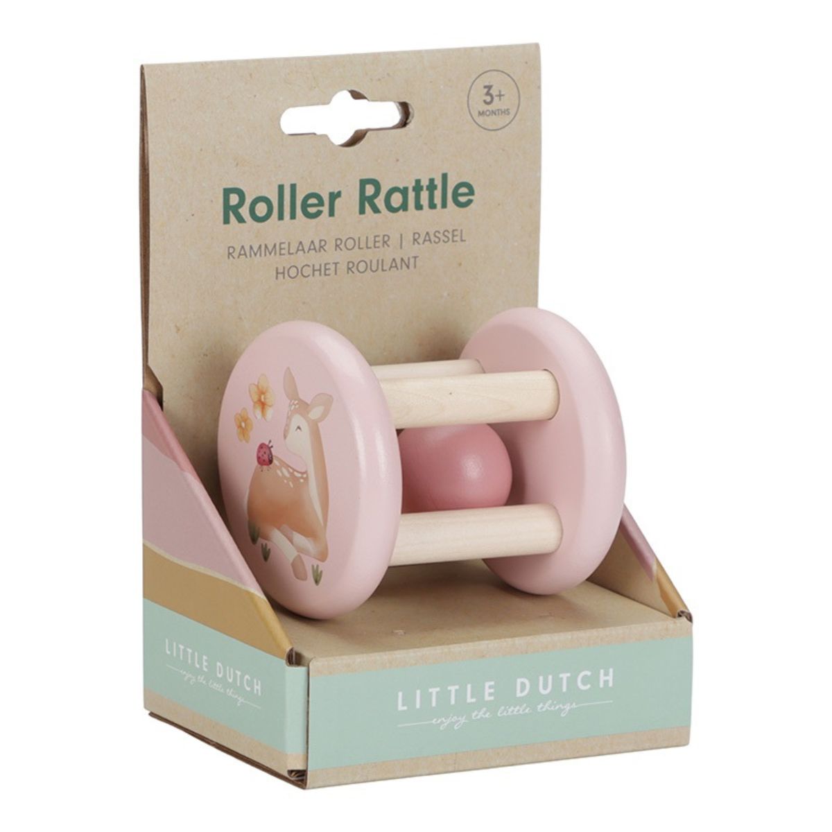 De rammelaar roller uit de fairy garden collectie van het Nederlandse merk Little Dutch is een schattig en stimulerend speeltje voor jouw kleintje. Deze kleurrijke rammelaar heeft een unieke rolvorm en is gemaakt van duurzaam hout. VanZus