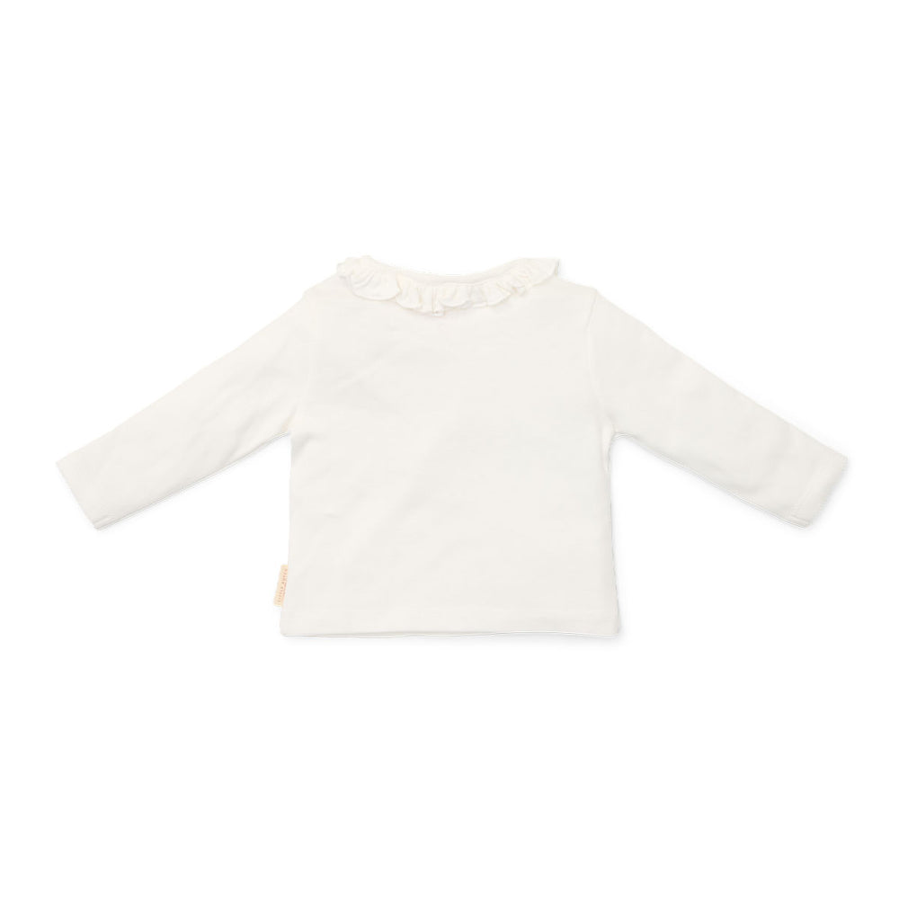 Comfortabele en basic t-shirts zijn altijd fijn om in de kast te hebben hangen! Dat geldt al helemaal voor dit lieve t-shirt lange mouw in de variant off white van het merk Little Dutch. Dit schattige shirt is de ideale basic om de leukste outfits mee samen te stellen. VanZus