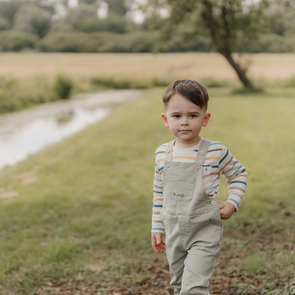 Ga lekker op avontuur in het gestreepte t-shirt met lange mouw in de variant stripe van Little Dutch. De vrolijke kleuren en strepen van deze longsleeve maken het een heerlijk draagbaar shirt. VGemaakt van zacht off-white biologisch katoen, met strepen in aardetinten. Het borstzakje voegt een speels detail toe.  VanZus