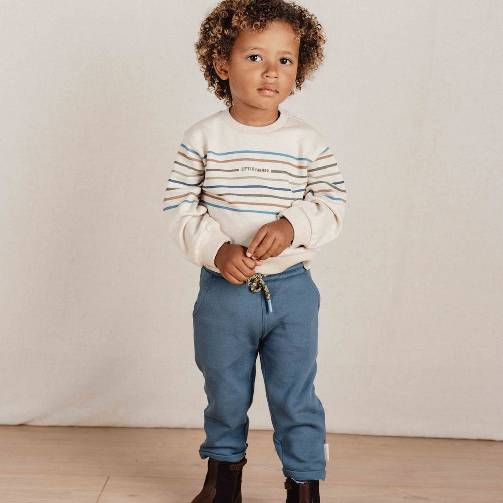 Deze broek in donkerblauw (dark blue) van Little Dutch is gemaakt van biologisch katoen en is het perfect voor elke avontuur van je kindje. De jogger heeft handige steekzakken, perfect voor het opbergen van kleine vondsten. De verstelbare elastische tailleband van de joggingbroek zorgt voor een goede pasvorm. VanZus