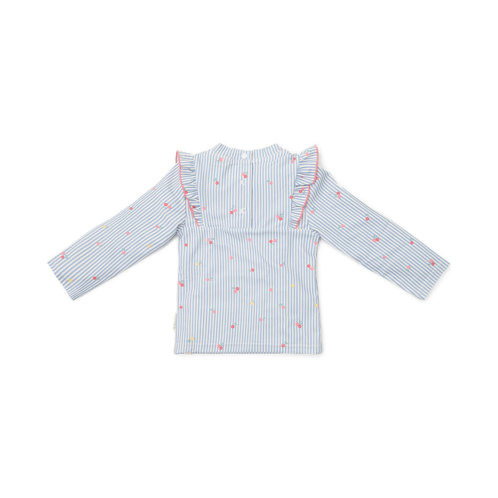 Ben jij klaar voor een dagje waterpret? Dit zwemshirt in de variant sunny flowers blue van Little Dutch met lange mouwen van gerecycled polyester houdt je warm in het water en beschermt je tegen de zon terwijl je de hele dag speelt. VanZus