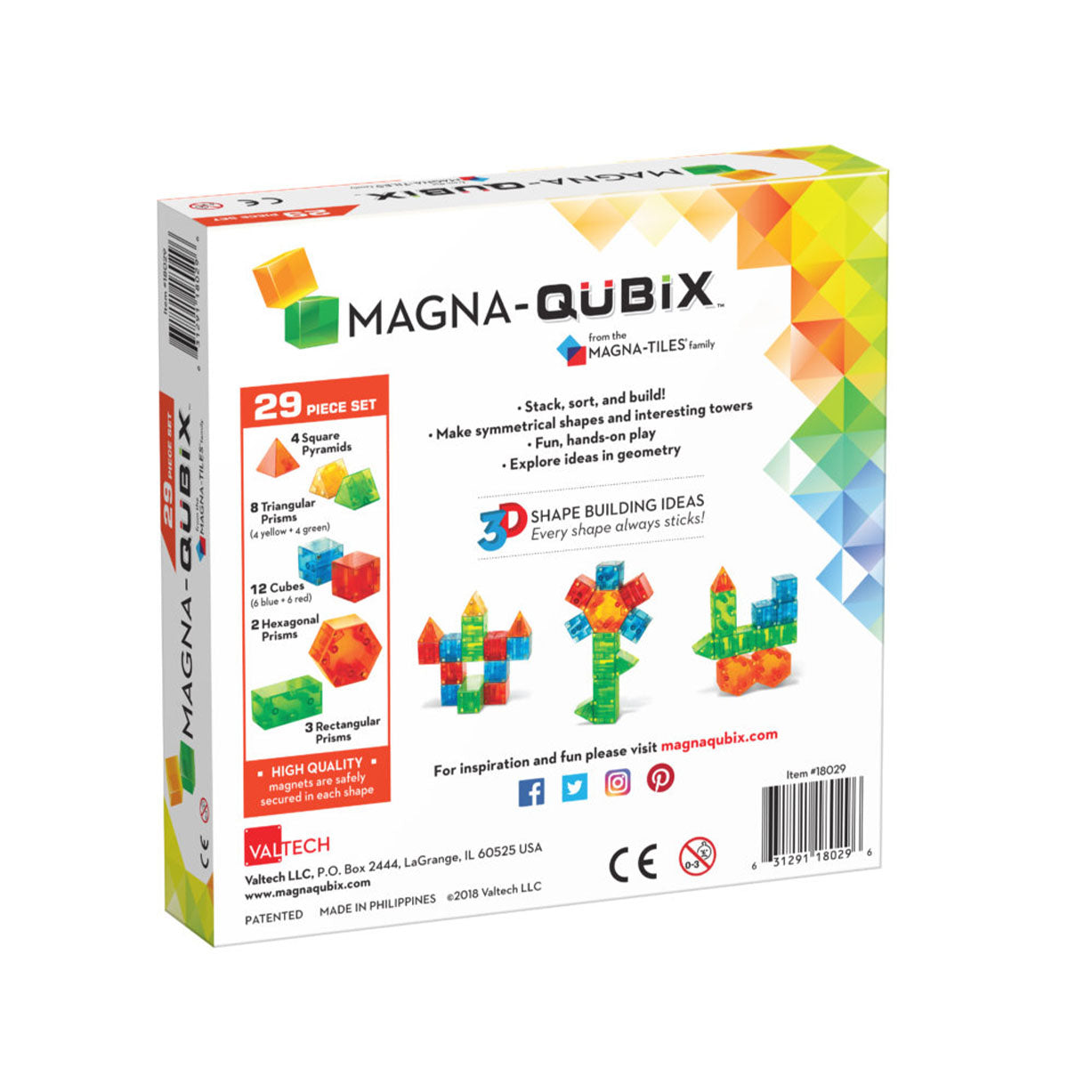 De Magna-Qubix 29 stuks set is een super leuke set met magnetische stenen. In deze set zijn de stenen niet plat, maar hebben ze een 3D vorm. In deze 29-delige set vind je kubussen, pyramides en prisma’s. VanZus.