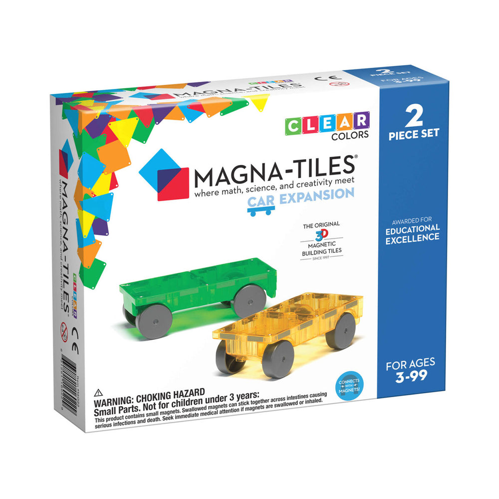 De Magna-Tiles Cars 2 stuks Expansion set is een perfecte uitbreiding wanneer je kindje al magnetische bouwstenen heeft. Met deze twee onderstellen met wielen maakt jouw kindje de tofste voertuigen. Leuk en leerzaam magneetspeelgoed. VanZus.