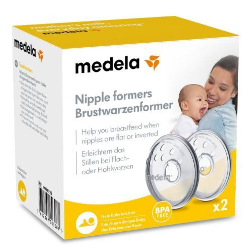 Als je last hebt van ingetrokken of platte tepels dan kan het voeden van je baby moeilijker verlopen. Deze tepelvormers van Medela (2 stuks) helpen om je tepels wat te vormen en ze voor te bereiden op borstvoeding. VanZus