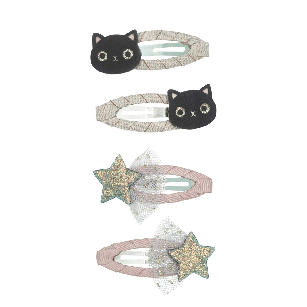 Laat je kleintje stralen met de betoverende magical cat haarspeldjes van Mimi & Lula. Perfect voor kinderen die dol zijn op katten en op zoek zijn naar een speelse toevoeging aan hun look. VanZus